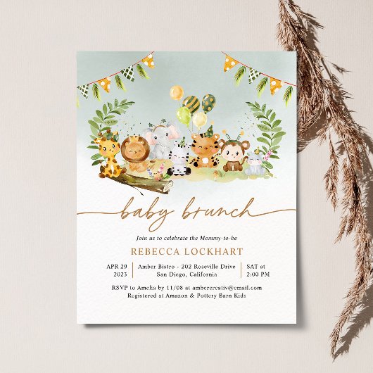 Budget Leuk Oerwoud Jongen Baby Brunch Uitnodiging