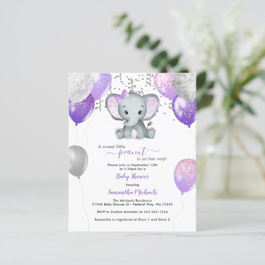 BUDGET Leuke Olifant Meisje Ballons Baby shower (Staand voorkant)