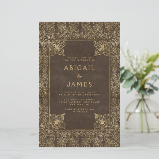 Budget  Lijst Bruin Goud QR Code Huwelijk (Staand voorkant)