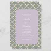 Budget Lila Sage Elegant Geometric Wedding Invite (Voorkant / Achterkant)