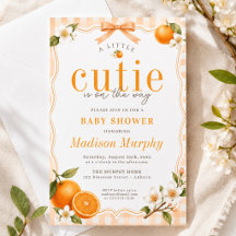 BUDGET Little Cutie Sinaasappel Baby Shower Uitnod