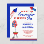 Budget Little Firecracker 1st Birthday 4th of Juli (Voorkant / Achterkant)