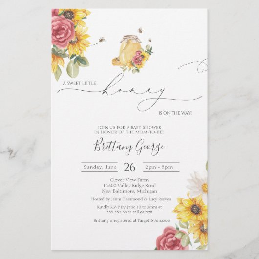 Budget Little Honey Bee Baby shower Invitation (Voorkant)