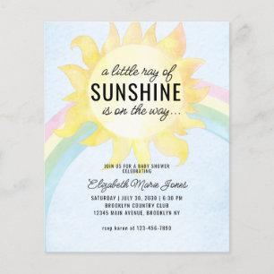 Budget Little Ray of Sunshine Baby shower Invite