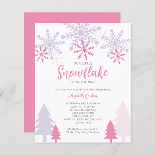 Budget Little Snowflake Baby shower Winter (Voorkant / Achterkant)