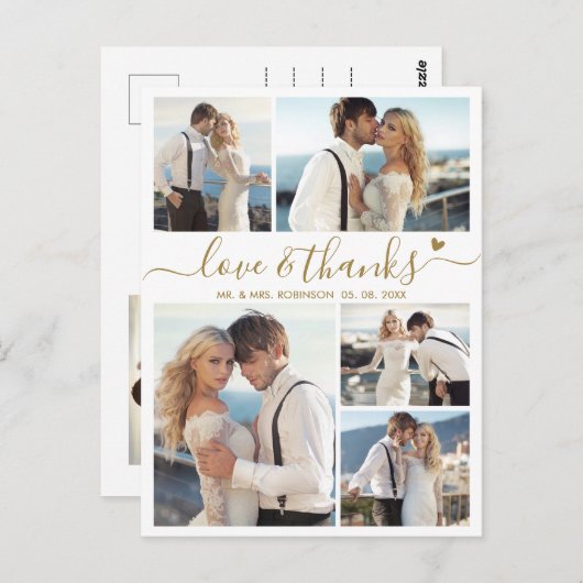 Budget Love and Bedankt Foto Weduwschap Bedankt Briefkaart (Voorkant / Achterkant)