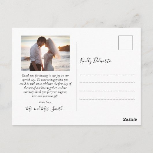 Budget Love and Bedankt Foto Weduwschap Bedankt Briefkaart (Achterkant)