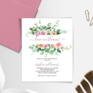 Budget Love in Bloom Paars Roos Shower Invitation