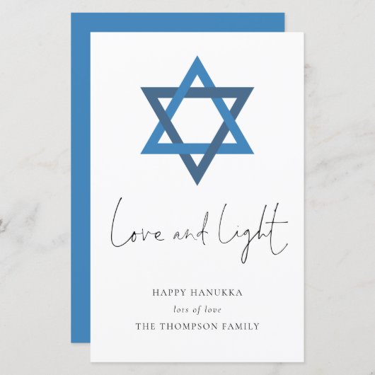 Budget Love Light Star van David Hanukkah Kaart (Voorkant / Achterkant)