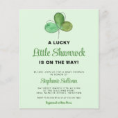 Budget Lucky Shamrock Green Baby shower Invitation (Voorkant)