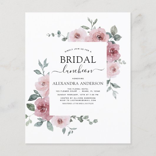 Budget Lunch Dusty Rose Roze Bruiloft Flyer (Voorkant)