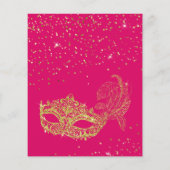BUDGET Magenta Gold Glitter Masquerade Verjaardag (Achterkant)
