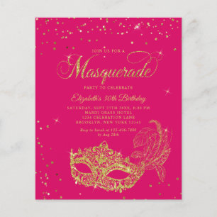 BUDGET Magenta Gold Glitter Masquerade Verjaardag