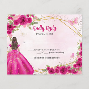 Budget Magenta Pink Glam Gold Floral Princess RSVP