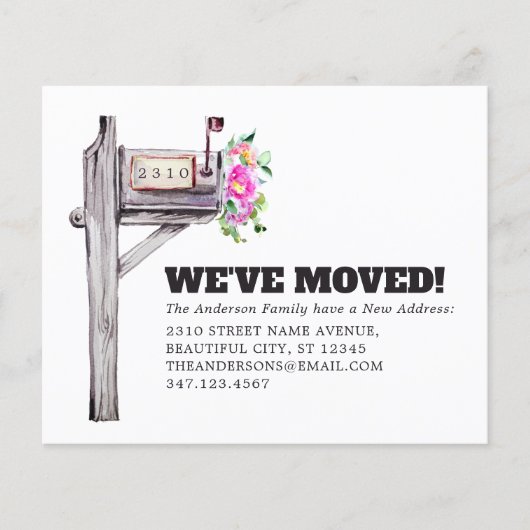 Budget Mailbox Floral New Home Moving Announge (Voorkant)
