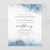 Budget Marble Blue Silver Wedding Uitnodiging (Voorkant)