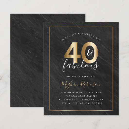 Budget Marble Gold Surprise 40th Birthday Party (Voorkant / Achterkant)