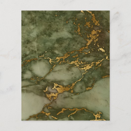 Budget Marble Olive Green Gold Mariage Menu (Dos)
