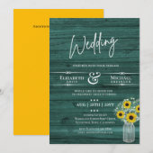 BUDGET Mariage Champêtre Invitation Tournesol Vert (Devant / Derrière)