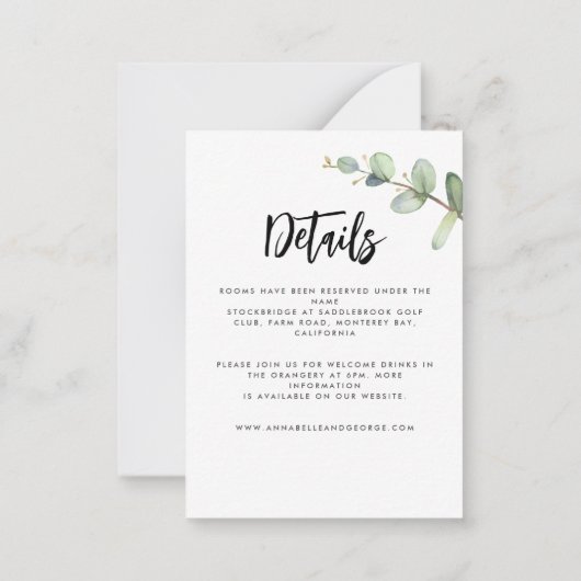 budget Mariage eucalyptus détails et invitation (Dos)