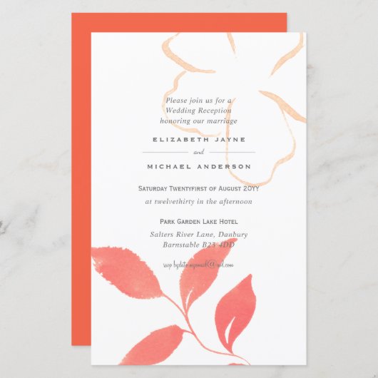 BUDGET Mariage Feuille de corail Invitation A9 (Devant / Derrière)