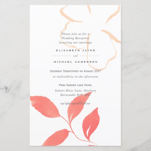 BUDGET Mariage Feuille de corail Invitation A9 (Devant)