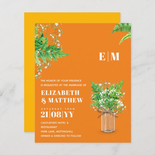 BUDGET Mariage Inviter Fern Greenery Feuilles (Devant / Derrière)