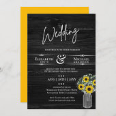BUDGET Mariage rustique Invitation de tournesol ja (Devant / Derrière)