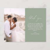 Budget Mariage Sage Green Photo Merci Cartes (Dos)