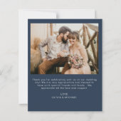 Budget Marine Blauwe Trouwfoto Dank u kaart (Achterkant)