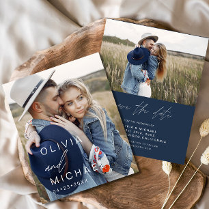 Budget Marine Blauwe Typografie Save the Date Foto Flyer