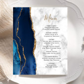 Budget Marine Blue Gold Agate Marbre Mariage Menu