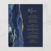 Budget Marine Blue Gold Agate Mariage Menu (Devant)