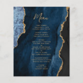 Budget Marine Blue Gold Agate Mariage Menu (Devant)
