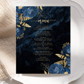 Budget Marine Blue Gold Floral Mariage Menu