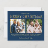 Budget Marine Blue Gold Joyeux Carte photo de Noël (Devant)