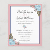 BUDGET  marine Blue Pink Floral bruiloft (Voorkant)