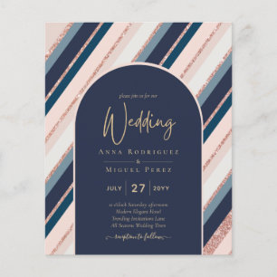 BUDGET marine Blush Pink Rose Gold Wedding INVITE Flyer