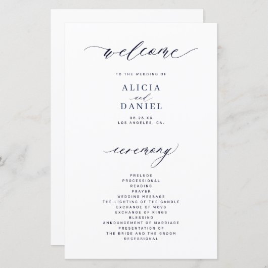 Budget marine sombre et blanc élégant programme de (Devant / Derrière)