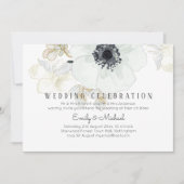 BUDGET Marine White Gold Floral Wedding Invitation (Devant)