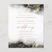 Budget Marmer Black Gold Weduwen Uitnodiging (Voorkant)