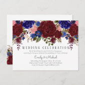 BUDGET Marsala Blue Pink Floral Weddenschap Briefkaart (Voorkant / Achterkant)