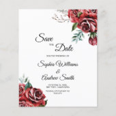BUDGET Marsala Red Rose Rustiek Save The Date (Voorkant)