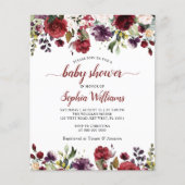 Budget Marsala & Roze Roze Baby shower Uitnodiging (Voorkant)