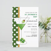 Budget Martini St Patricks Day Party Invitation (Staand voorkant)