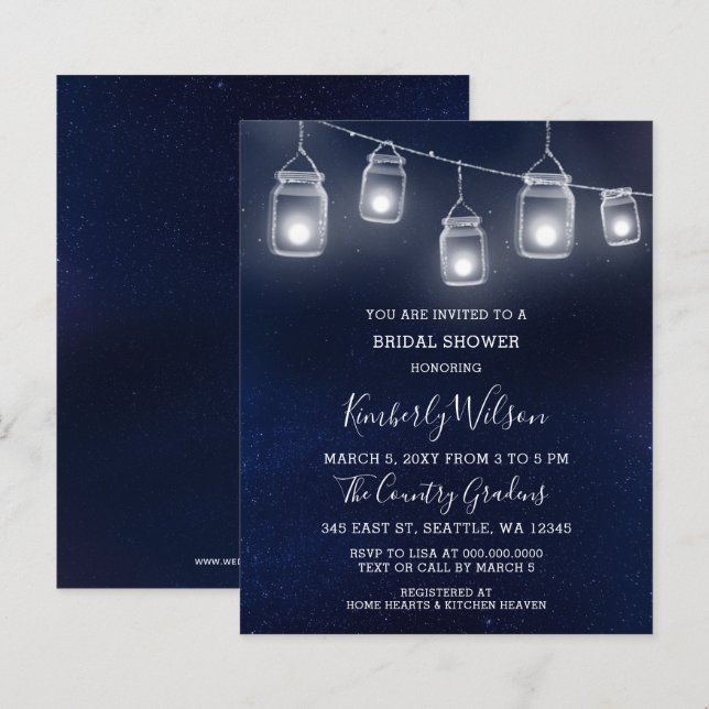 Budget Mason Jars Bridal Shower (Voorkant / Achterkant)