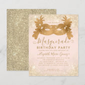 Budget Masquerade Blush Roze Goud Glitter Verjaard (Voorkant / Achterkant)