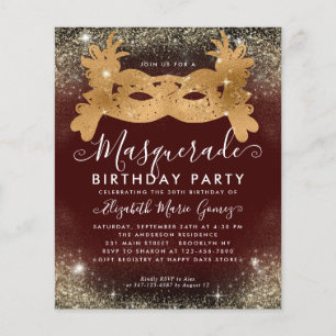 Budget Masquerade Bourgogne Gouden Glitter Verjaar