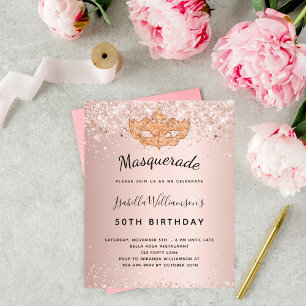 Budget Masquerade roos goud glitter verjaardag