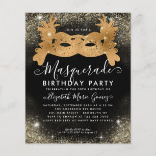 Budget Masquerade Zwart Goud Glam Glitter Verjaard
